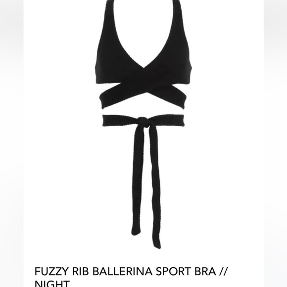 NWT Laina Rauma szL Fuzzy Knit Rib Ballerina Sport Bra Black LainaRauma Dance - Picture 3 of 9